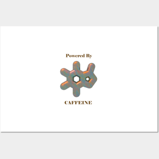 Powered By Caffeine with Caffeine Molecule Posters and Art